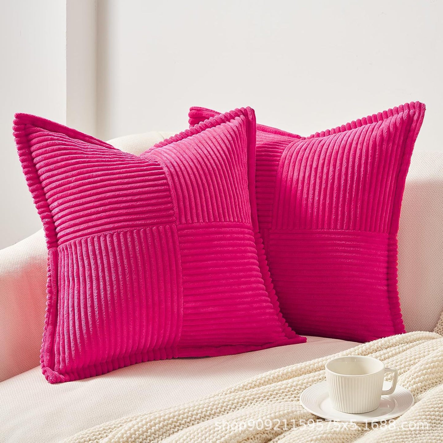 Corduroy Striped Pillow Covers – Soft Decorative Throw