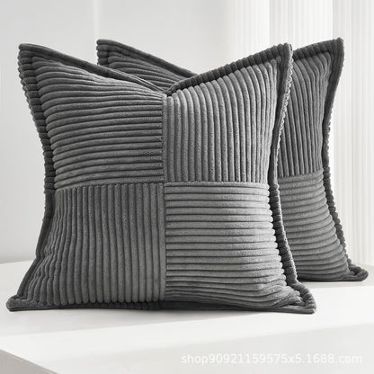 Corduroy Striped Pillow Covers – Soft Decorative Throw