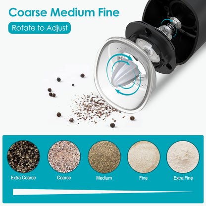 Electric Salt & Pepper Grinder – Automatic, LED, Adjustable