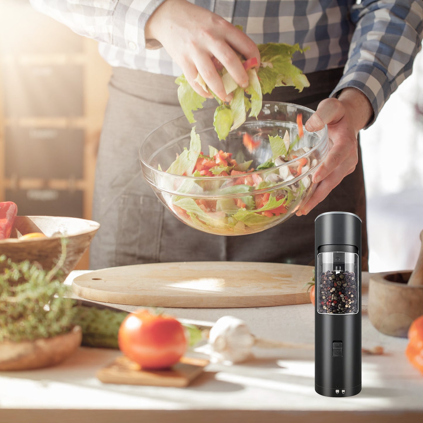 Electric Salt & Pepper Grinder – Automatic, LED, Adjustable