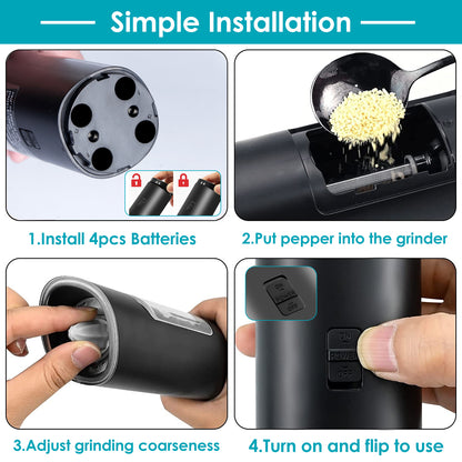 Electric Salt & Pepper Grinder – Automatic, LED, Adjustable