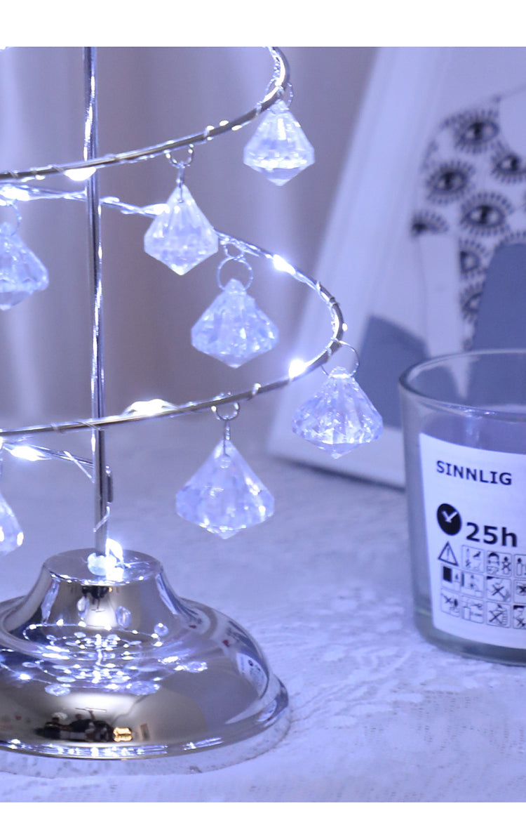 Diamond Crystal Acrylic LED Night Lamp – Rechargeable Light