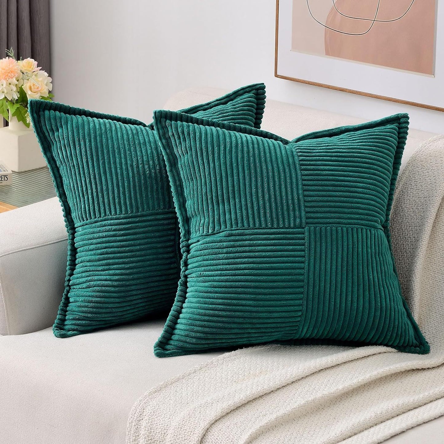 Corduroy Striped Pillow Covers – Soft Decorative Throw