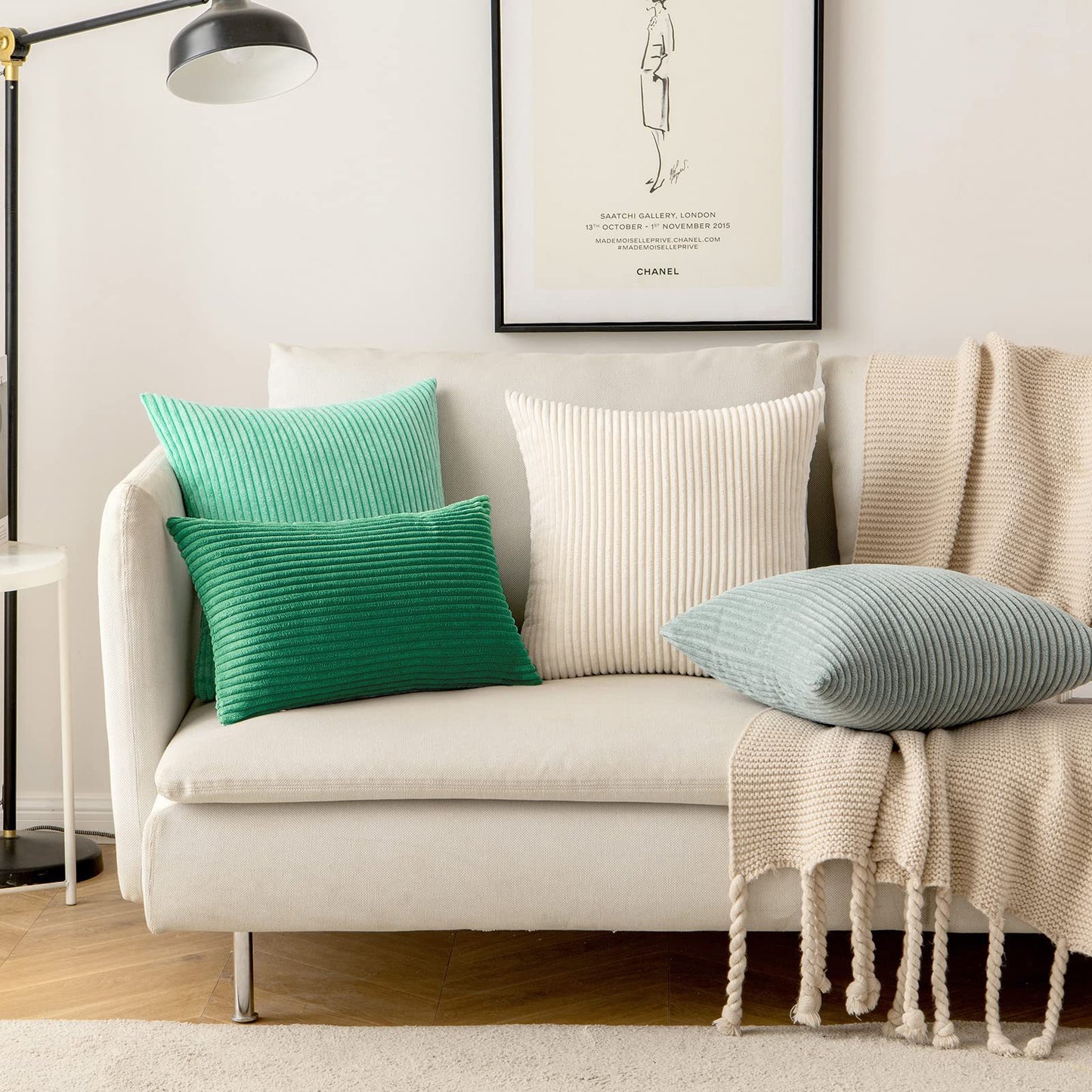 Corduroy Striped Pillow Covers – Soft Decorative Throw