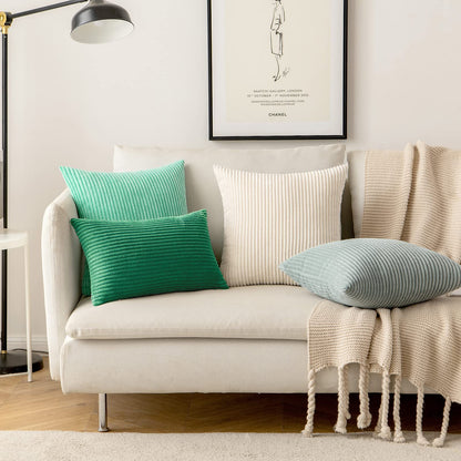 Corduroy Striped Pillow Covers – Soft Decorative Throw