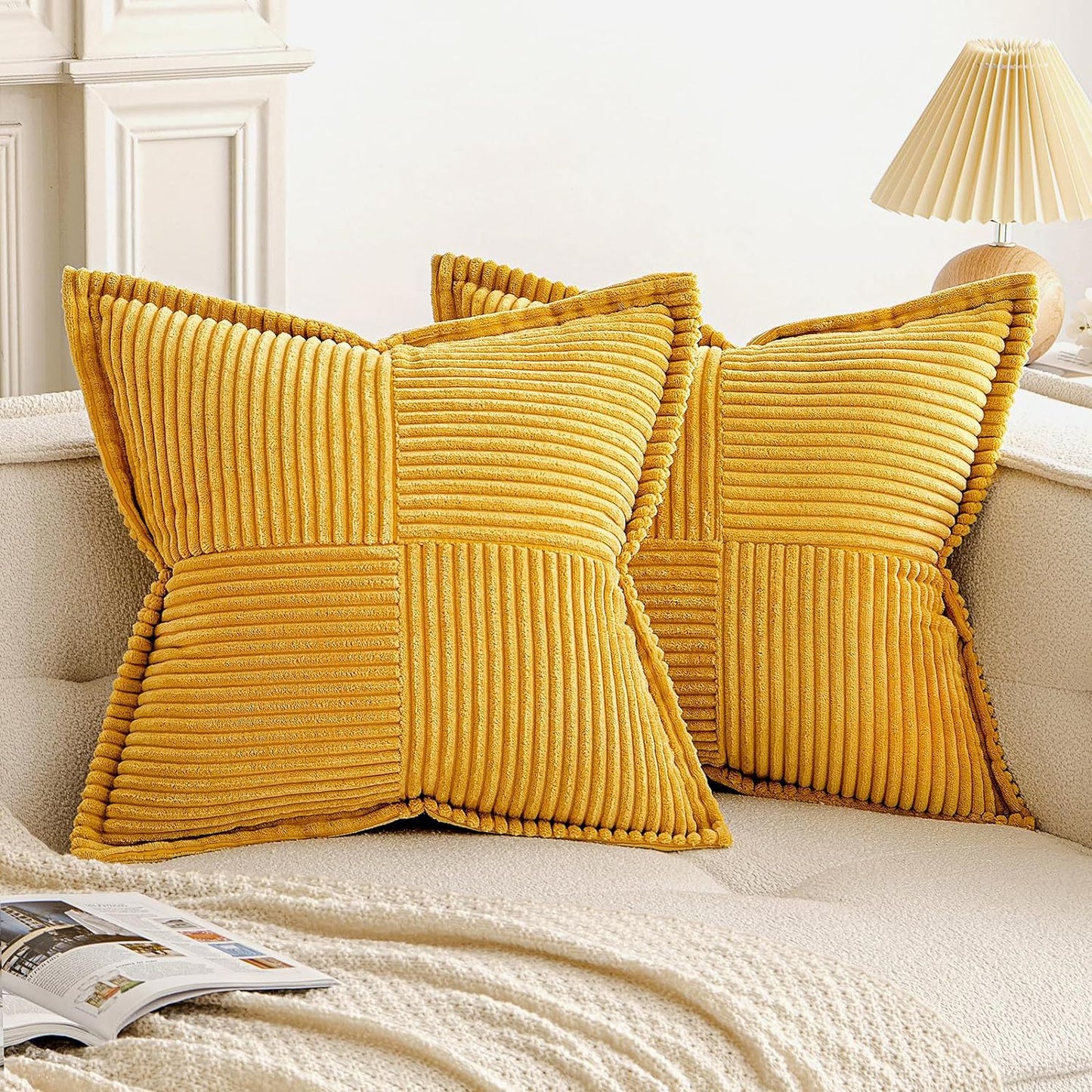 Corduroy Striped Pillow Covers – Soft Decorative Throw