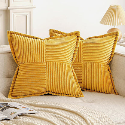 Corduroy Striped Pillow Covers – Soft Decorative Throw