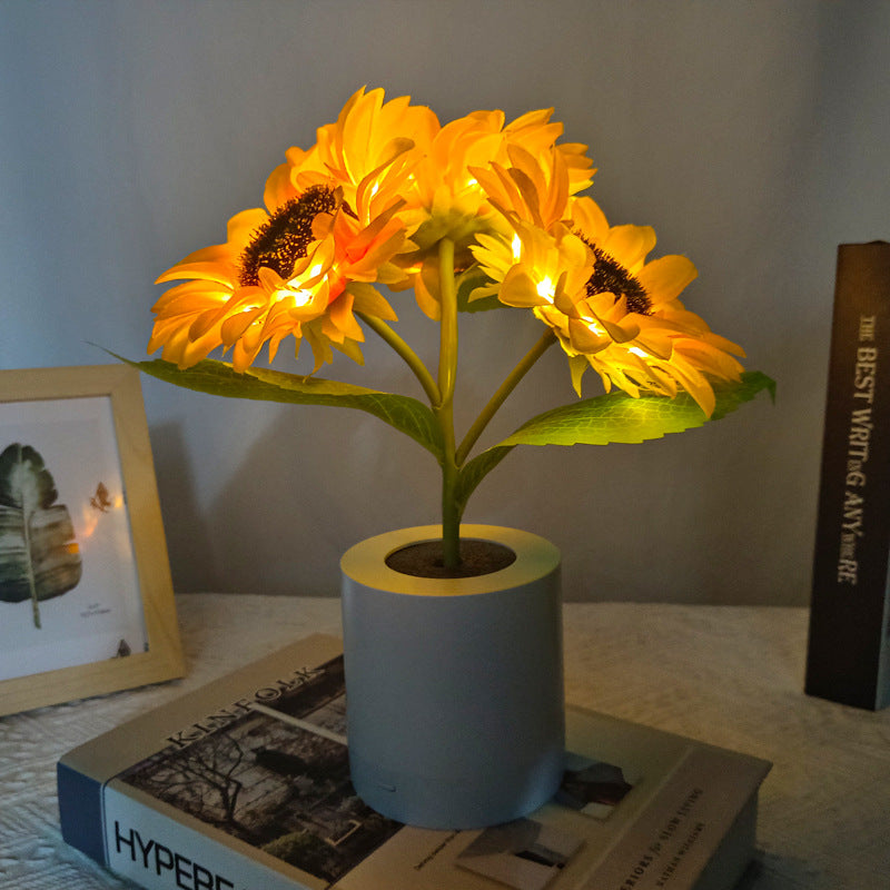 Rechargeable Sunflower LED Night Lamp – Simulation Flower Table Light