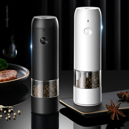 Rechargeable Electric Salt & Pepper Grinder – One-Handed, LED, Adjustable