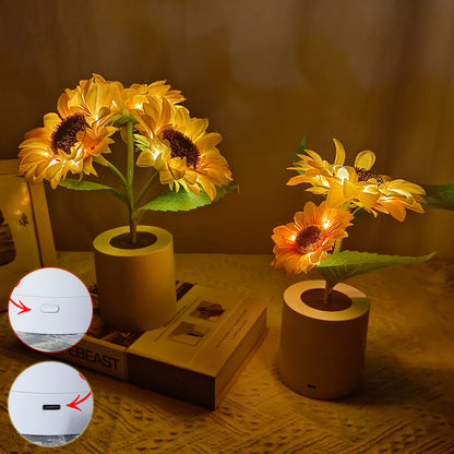 Rechargeable Sunflower LED Night Lamp – Simulation Flower Table Light