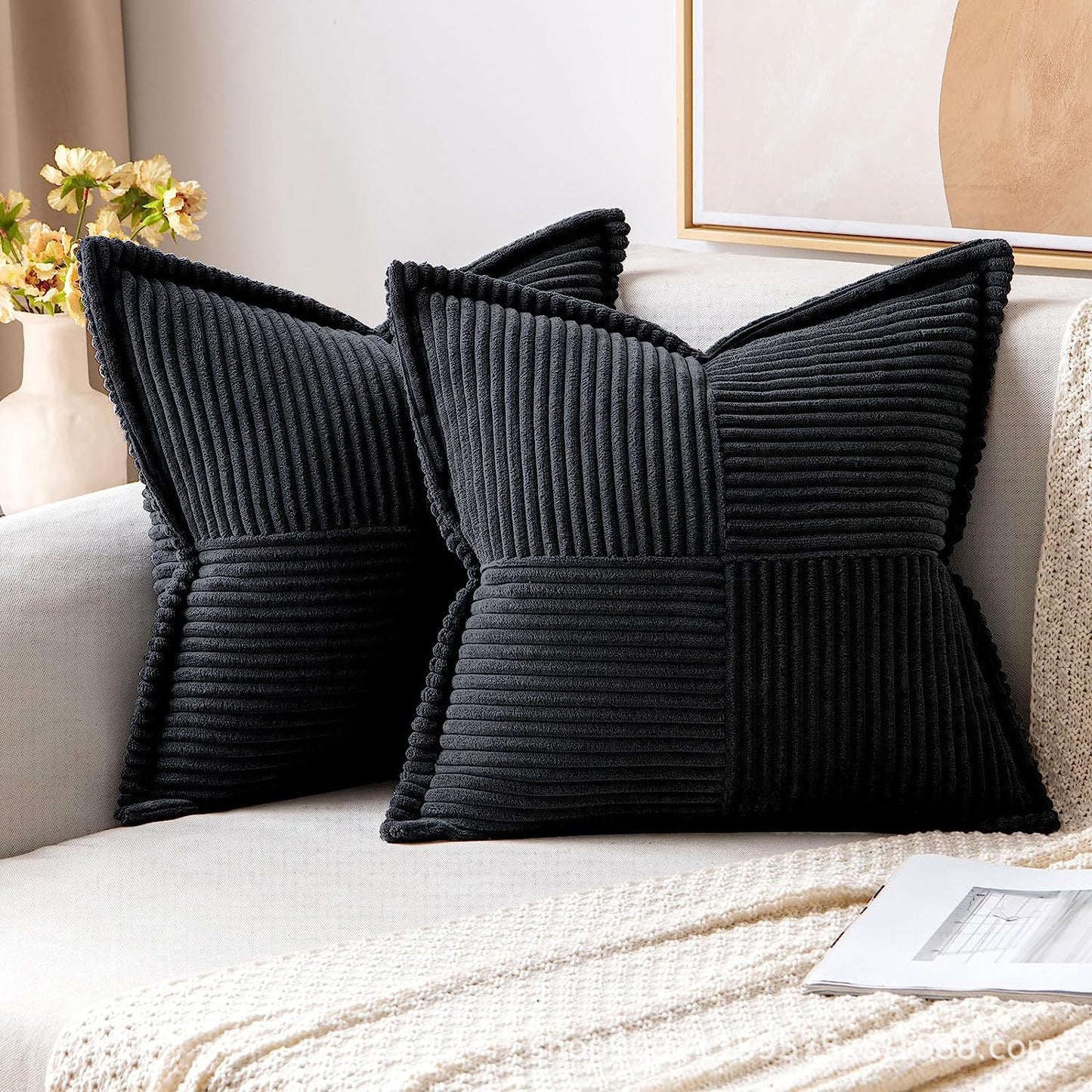 Corduroy Striped Pillow Covers – Soft Decorative Throw