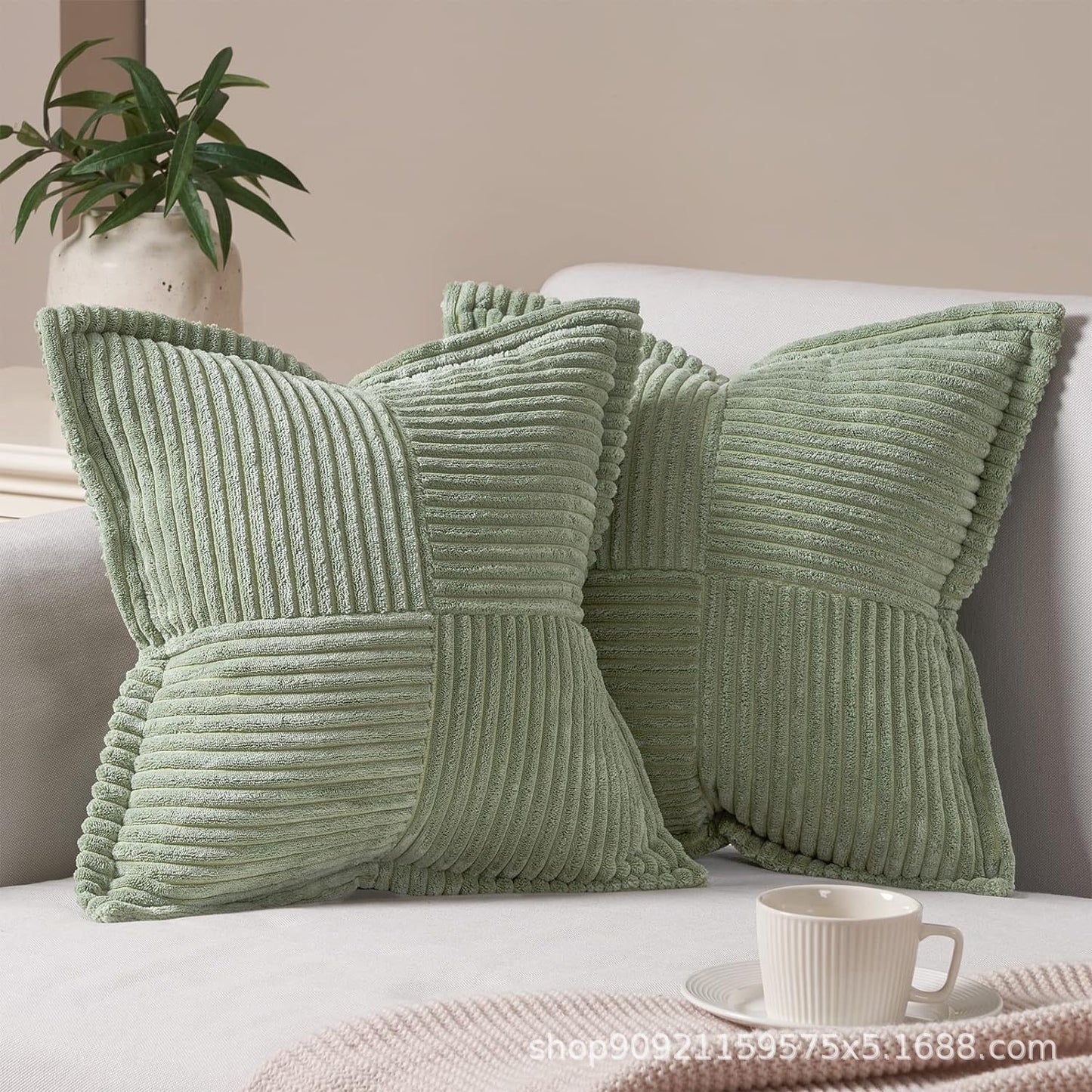 Corduroy Striped Pillow Covers – Soft Decorative Throw