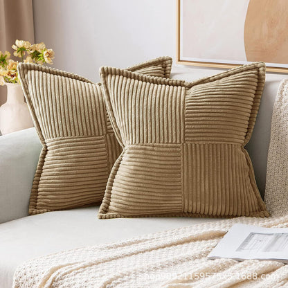 Corduroy Striped Pillow Covers – Soft Decorative Throw